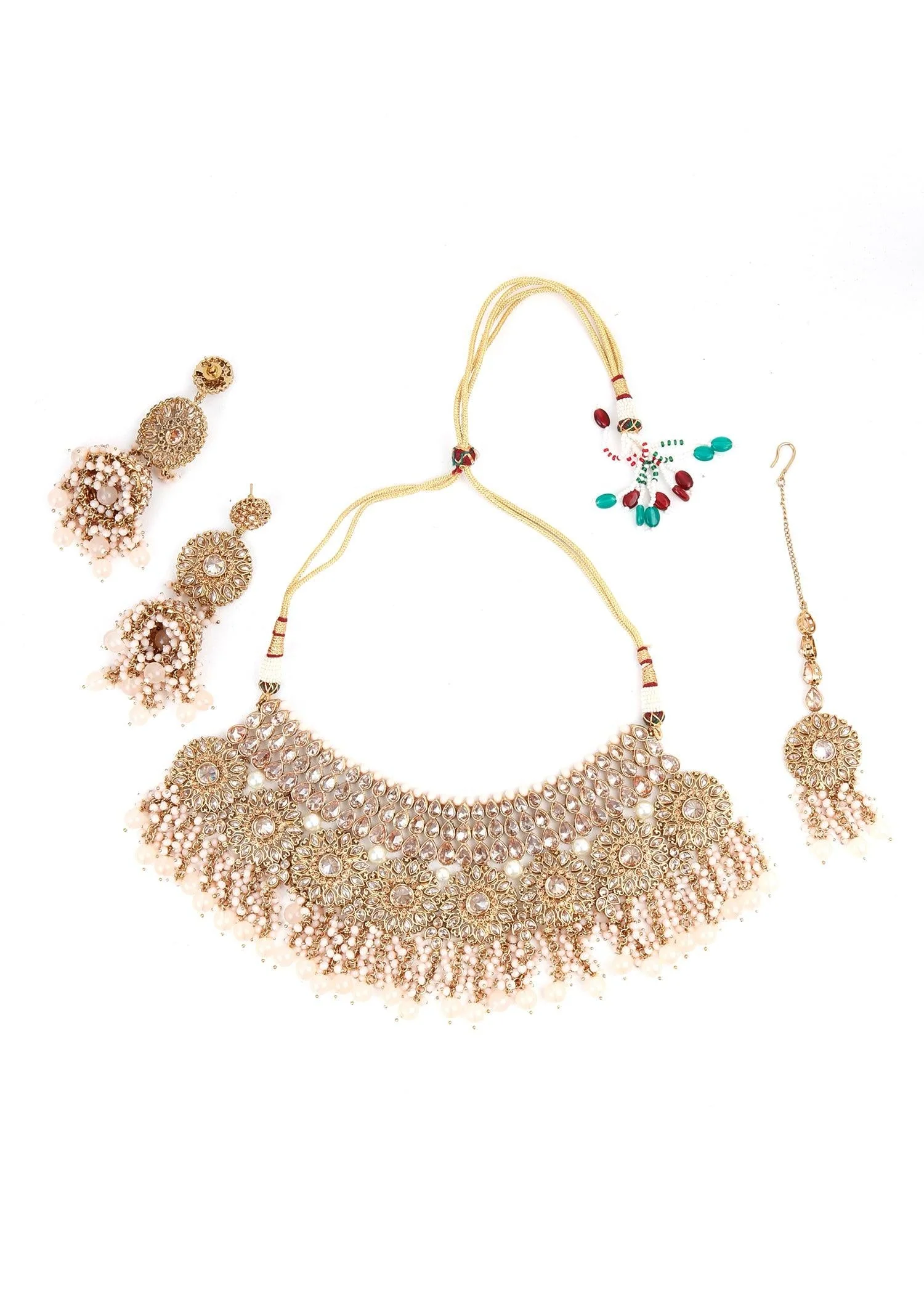 Odette Women Exquisite 3 Piece Set Of Necklace, Earrings And Maang Tikka - Image 3
