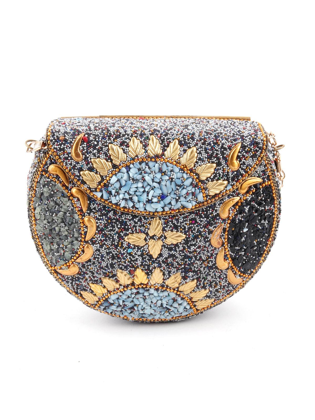 Odette Women Exquisite Embellished Multicolour Clutch - Image 2