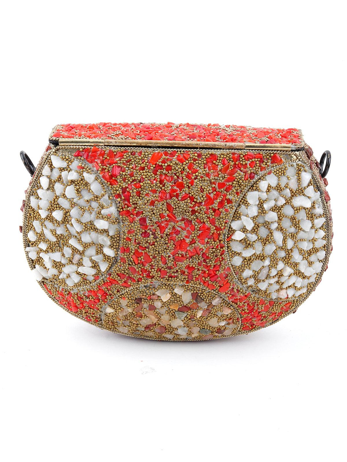 Odette Women Exquisite Embellished Multicolour Clutch - Image 3