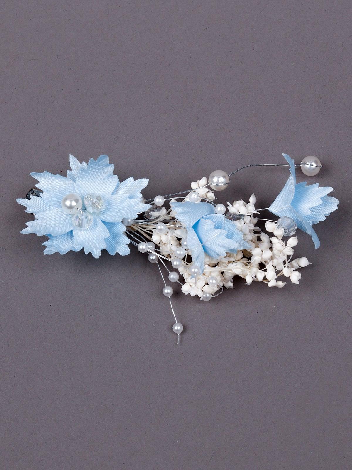 Odette Women Blue Fabric Brooch - Image 4