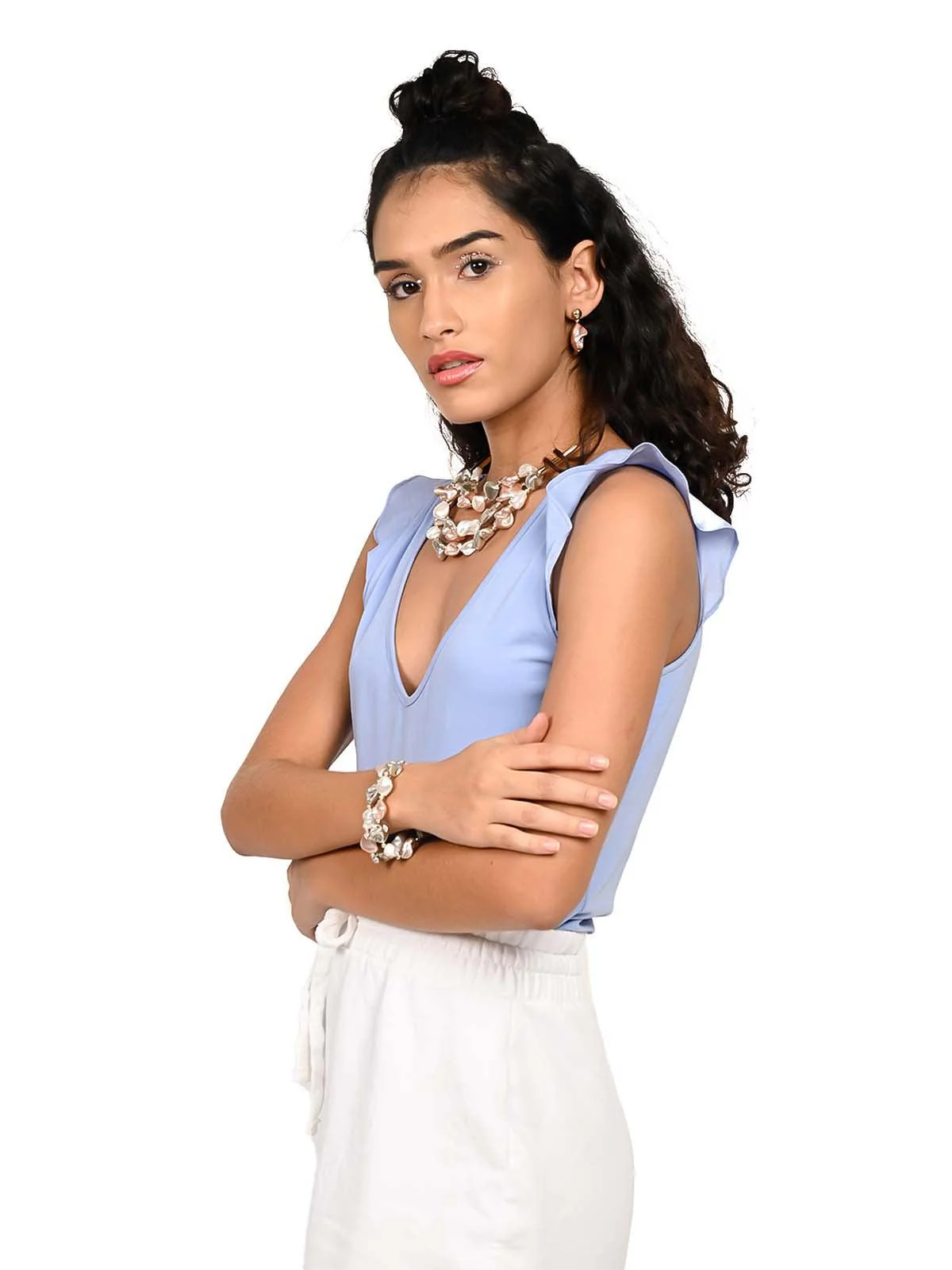 Odette Women Exquisite Gold Tone Artifical Stone Jewellery Set - Image 2