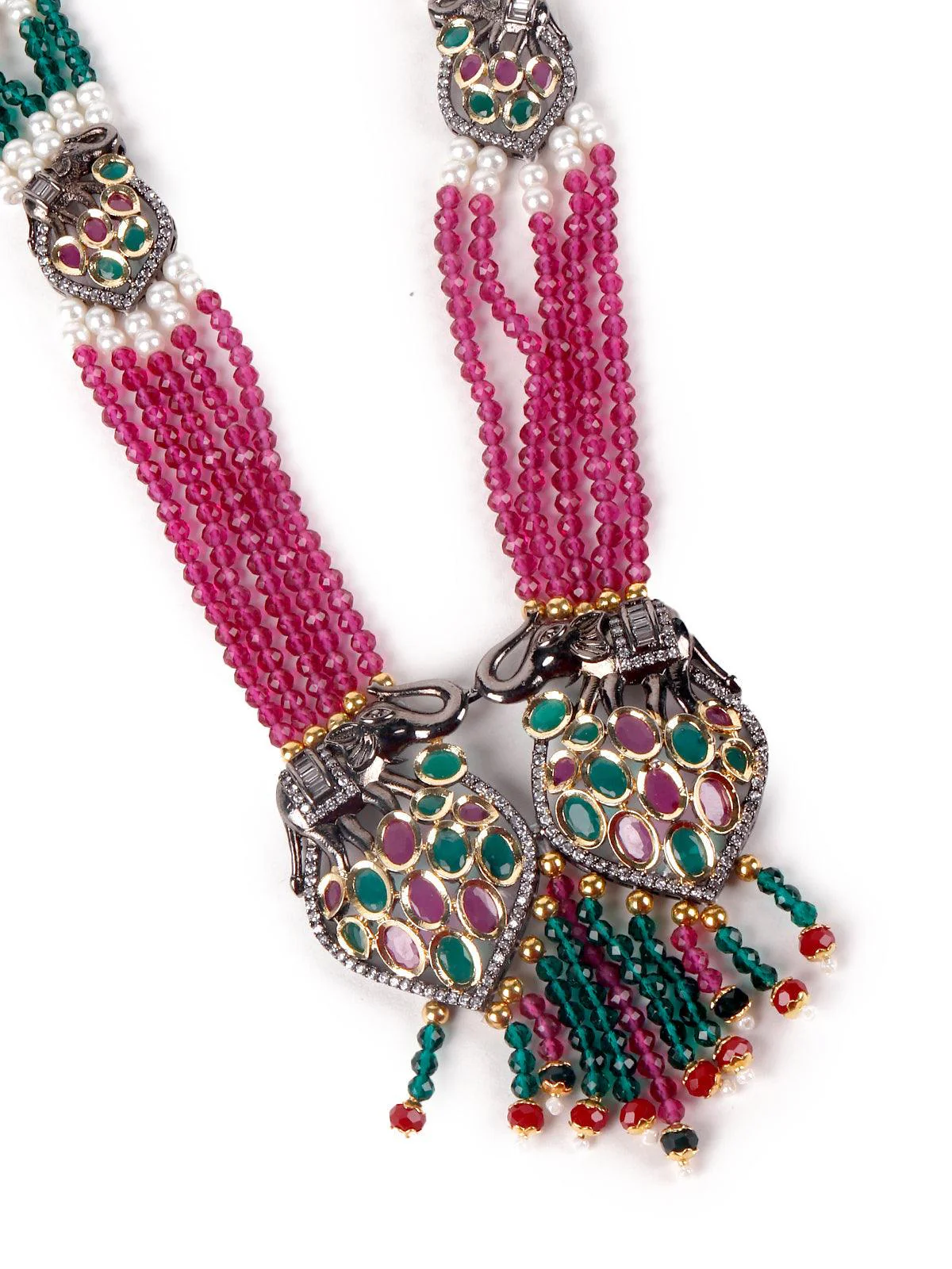 Odette Exquisite Green Mala Necklace Set For Women - Image 4