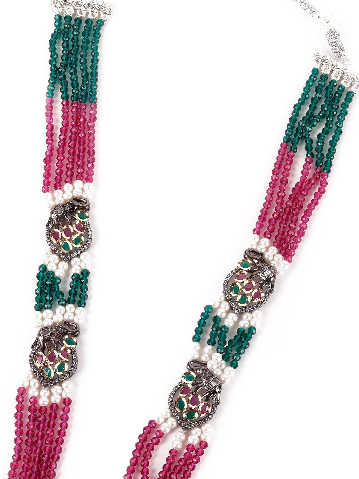 Odette Exquisite Green Mala Necklace Set For Women - Image 5