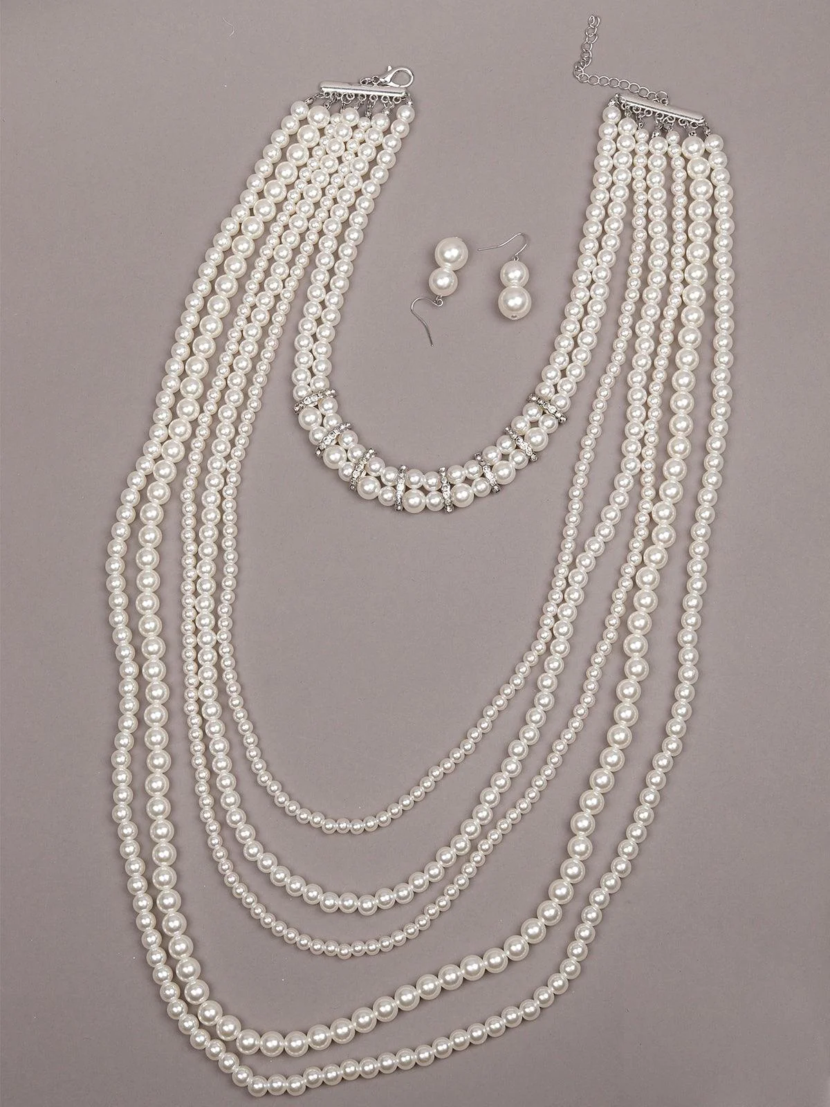 Odette Women White Metal Pearl Necklace - Image 3