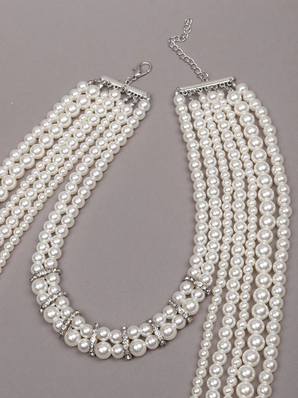 Odette Women White Metal Pearl Necklace - Image 6