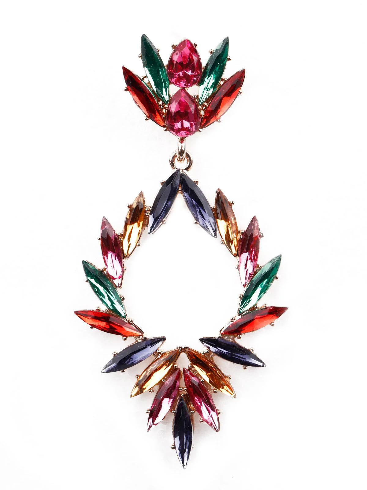 Odette Women Multicoloured Crystal Metal Drop Earrings - Image 4