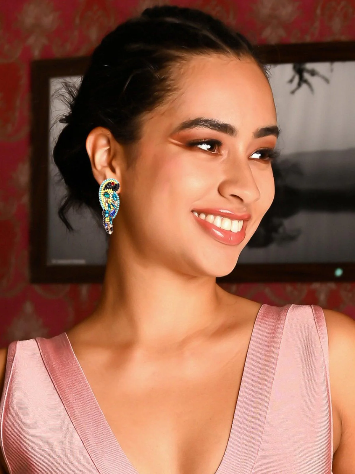 Odette Women Multicoloured Metal Beaded Earrings - Image 2