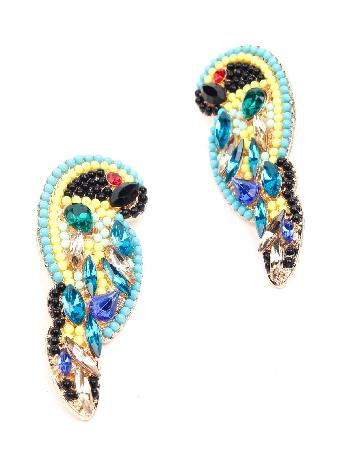 Odette Women Multicoloured Metal Beaded Earrings - Image 6