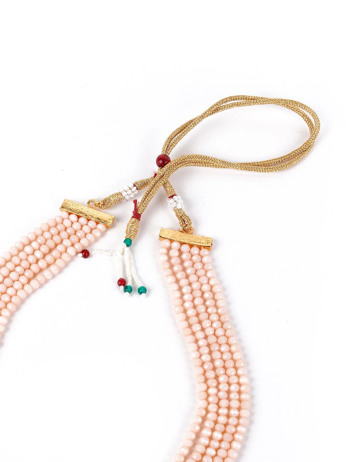 Odette Women Exquisite Peach Kundan Work Necklace Set - Image 5