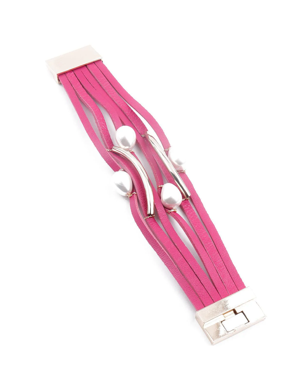 Odette Women Exquisite Pink Layered Embellished Bracelet - Image 5
