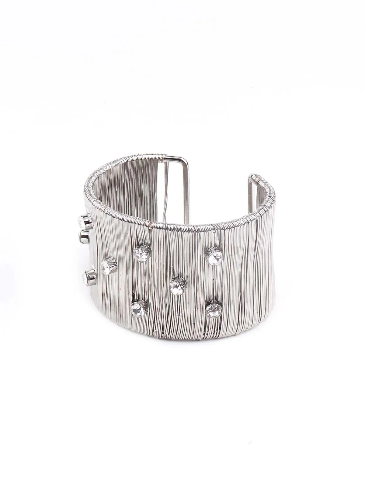 Odette Women Exquisite Silver Vertical Strings Embellished Bracelet - Image 4