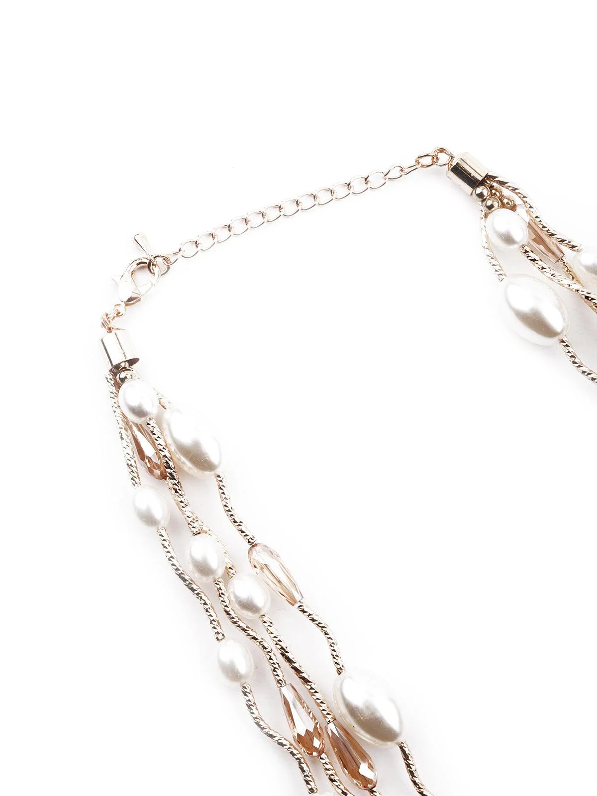 Odette Women Exquisite White And Gold Layered Necklace - Image 6