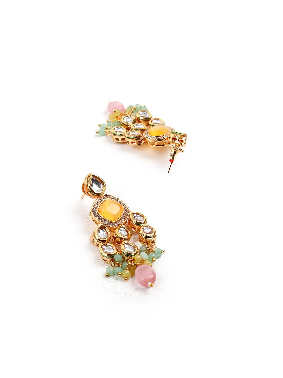 Odette Women Exquisitly Crafted Gold Long Necklace Set - Image 4