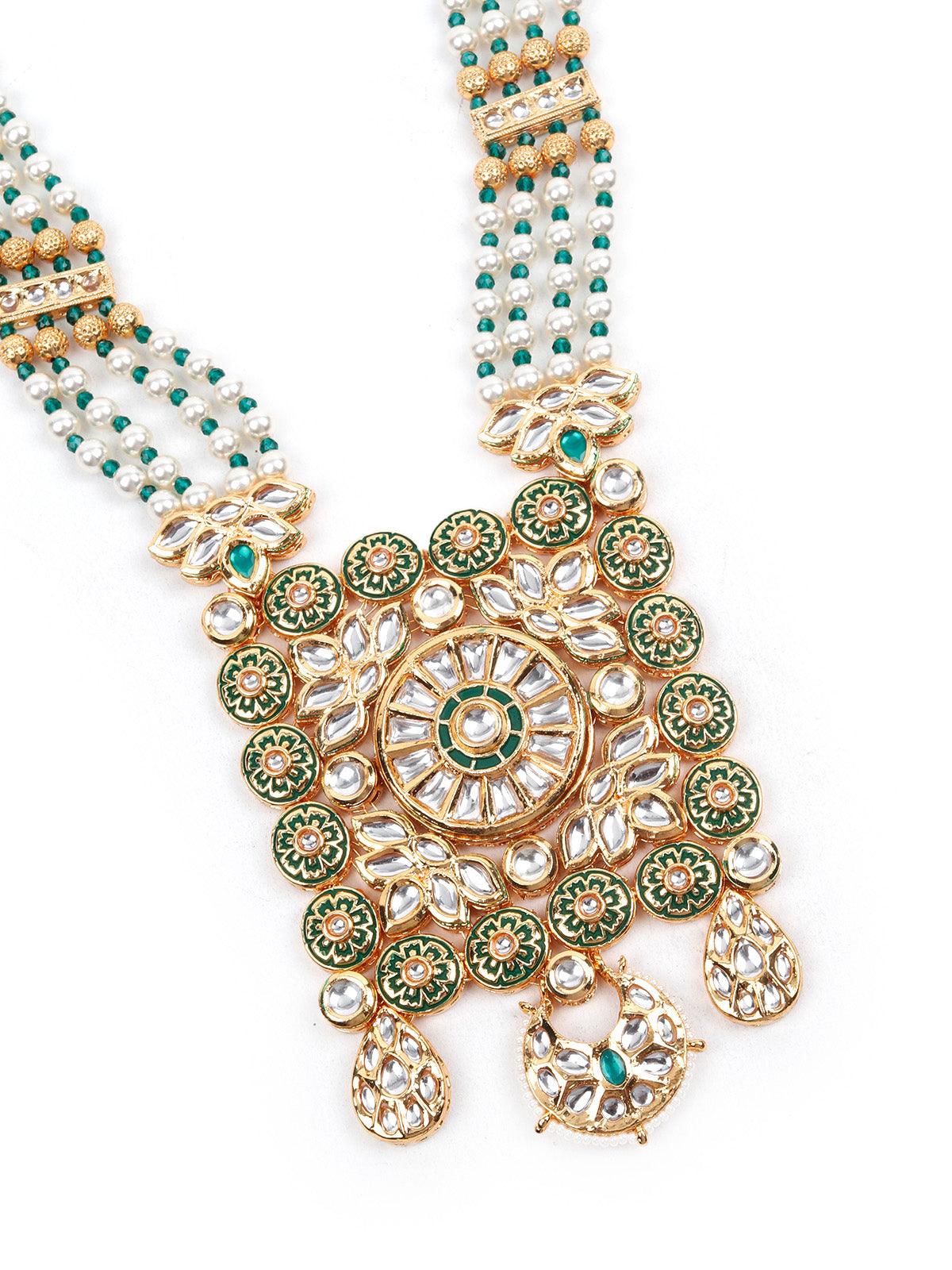 Odette Women Exquisitly Crafted Gold Long Necklace Set - Image 6