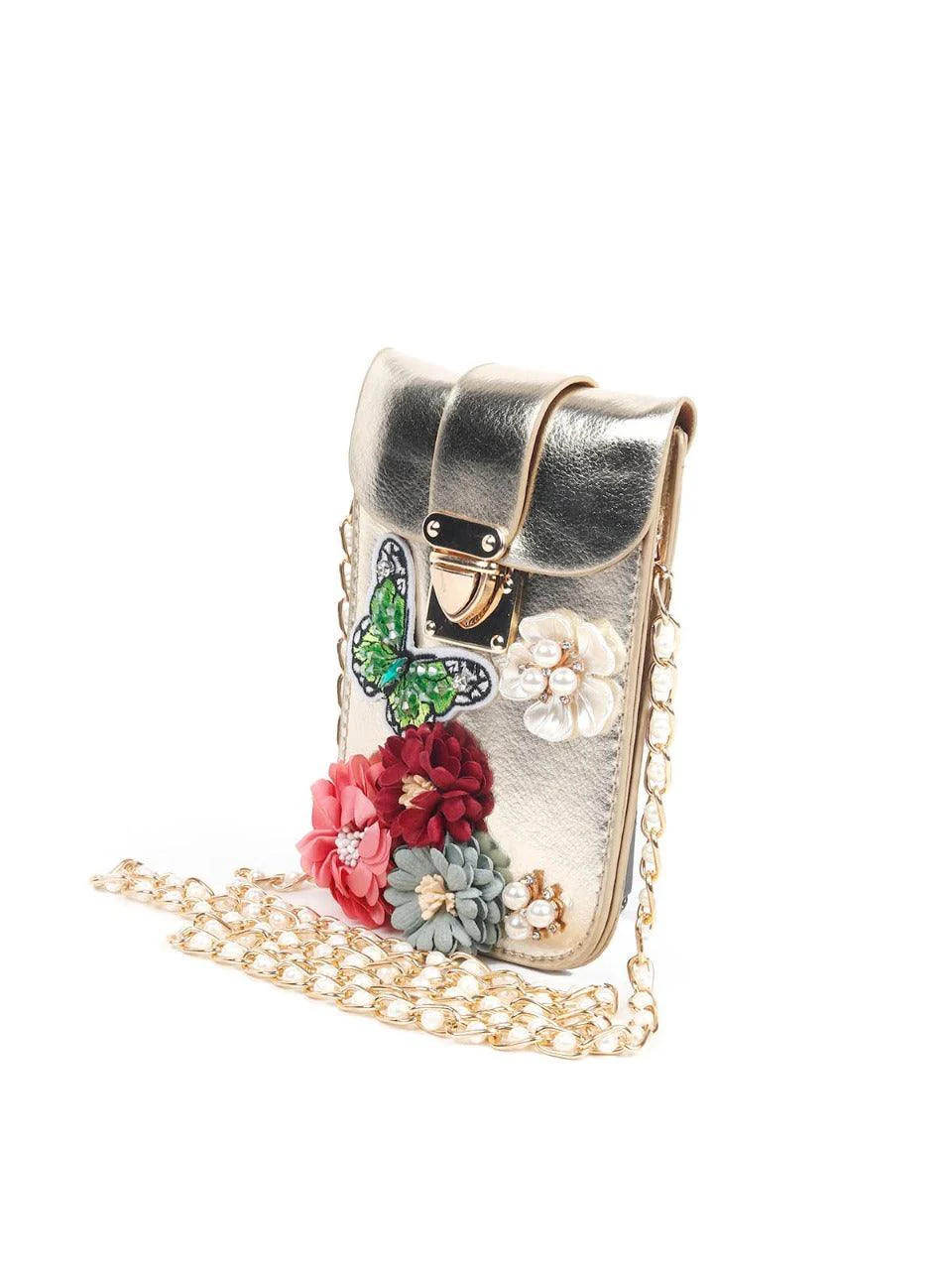 Odette Women Fancy Golden Embellished Clutch Bag - Image 5