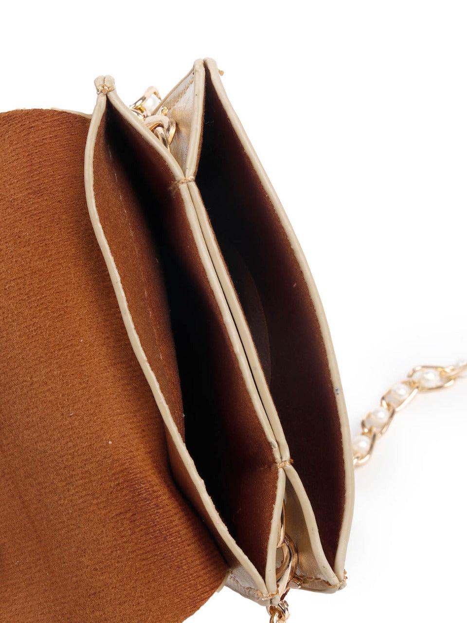 Odette Women Fancy Golden Embellished Clutch Bag - Image 6