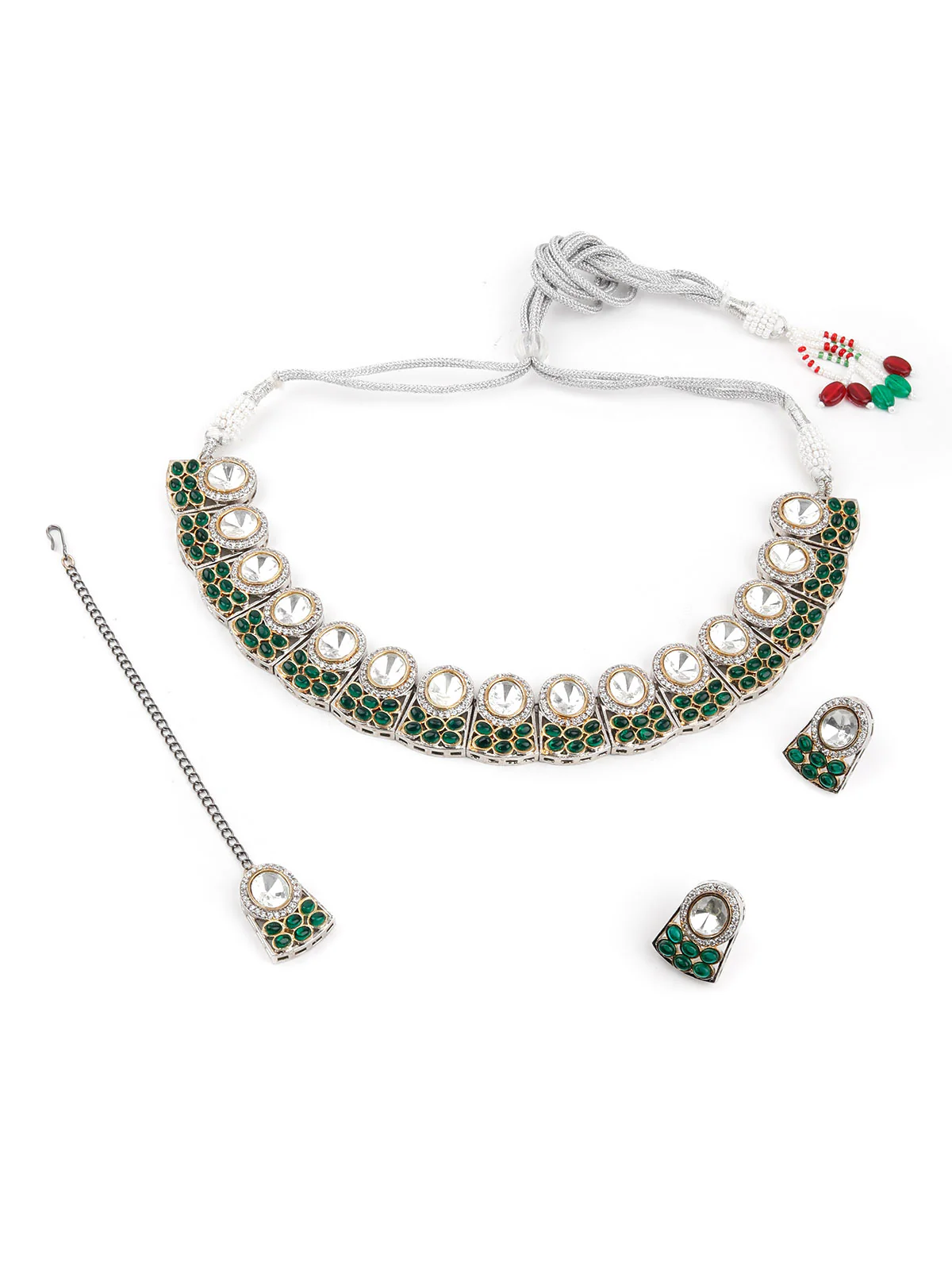 Odette Women Faux Stones Studded Choker Necklace Set - Image 3