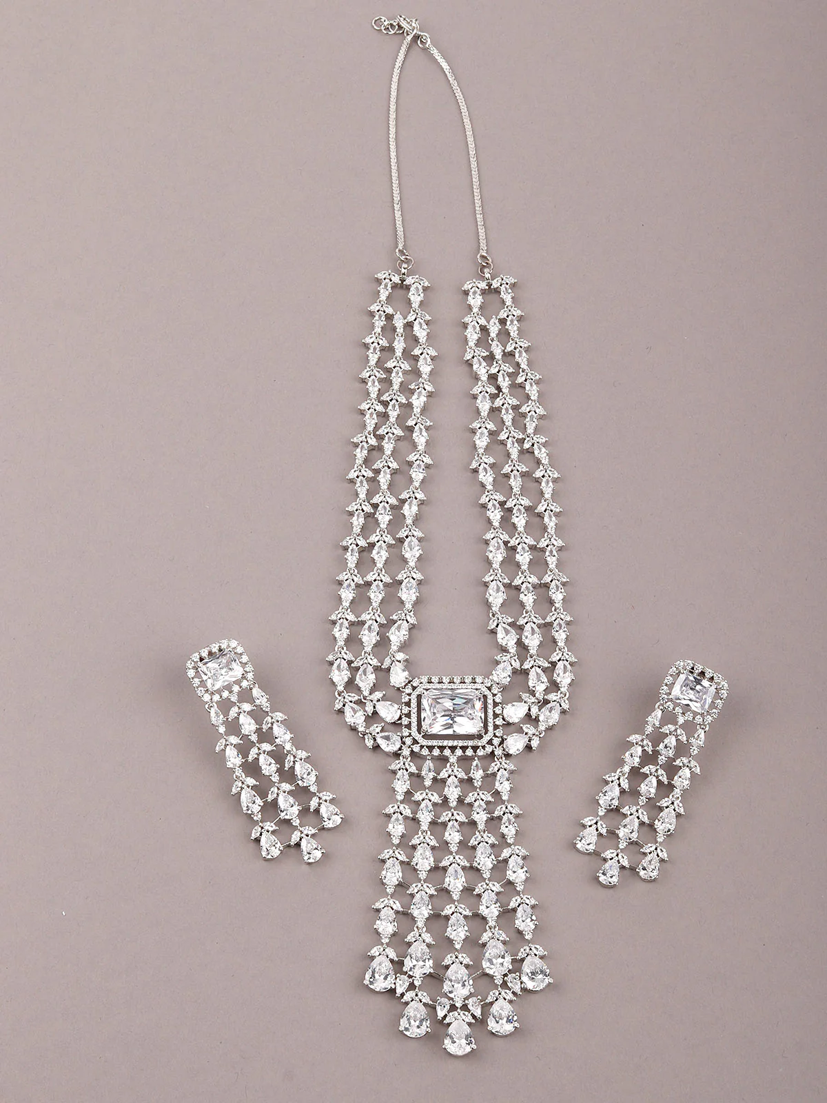 Odette Women Faux White Stones Studded Necklace Set - Image 3
