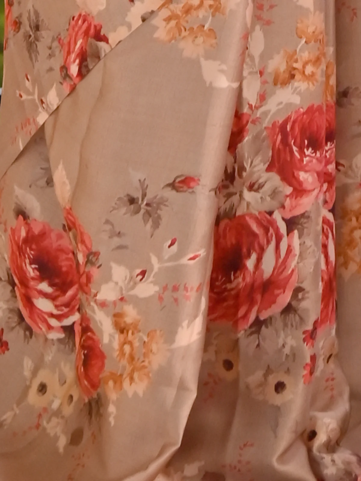 Odette Women Festive Beige Satin Printed Saree With Unstitched Blouse - Image 6