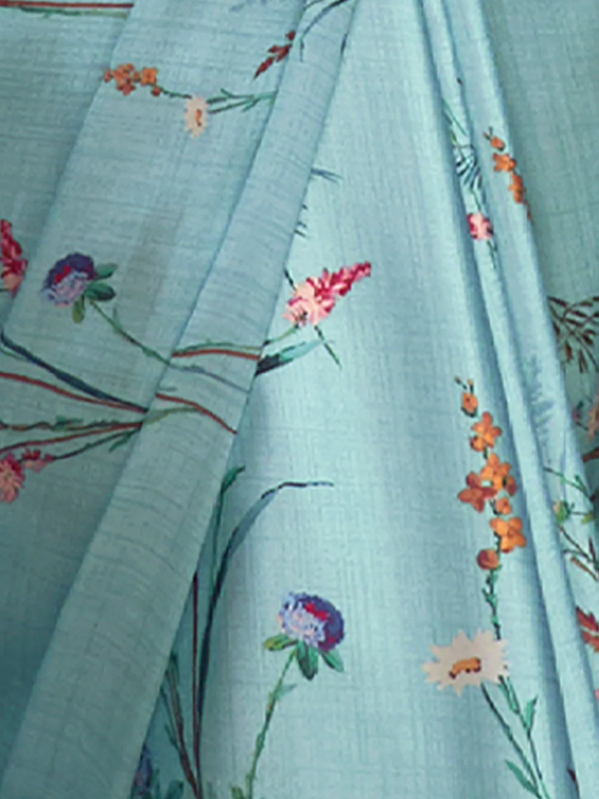 Odette Women Festive Blue Satin Printed Saree With Unstitched Blouse - Image 5