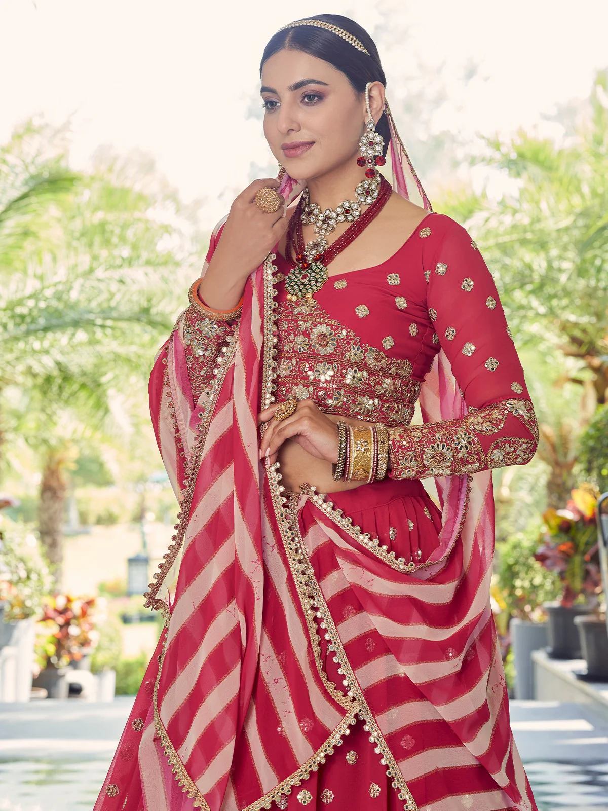 Odette Women Festive Designer Magenta Semi Stitched Lehenga With Unstitched Blouse - Image 3