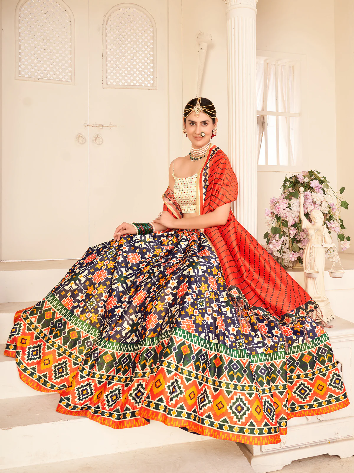 Odette Women Multicolor Semi Stitched Lehenga With  Unstitched Blouse - Image 4