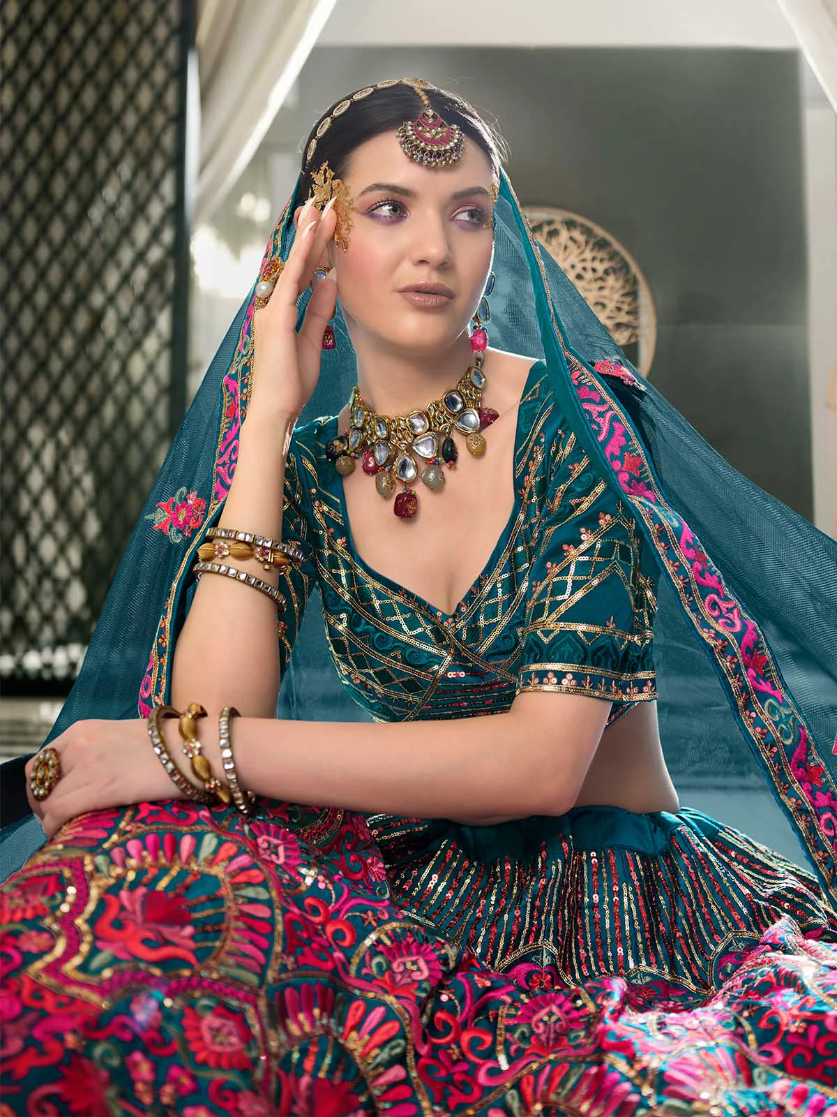 Odette Women Multicolor Semi Stitched Lehenga With  Unstitched Blouse - Image 3