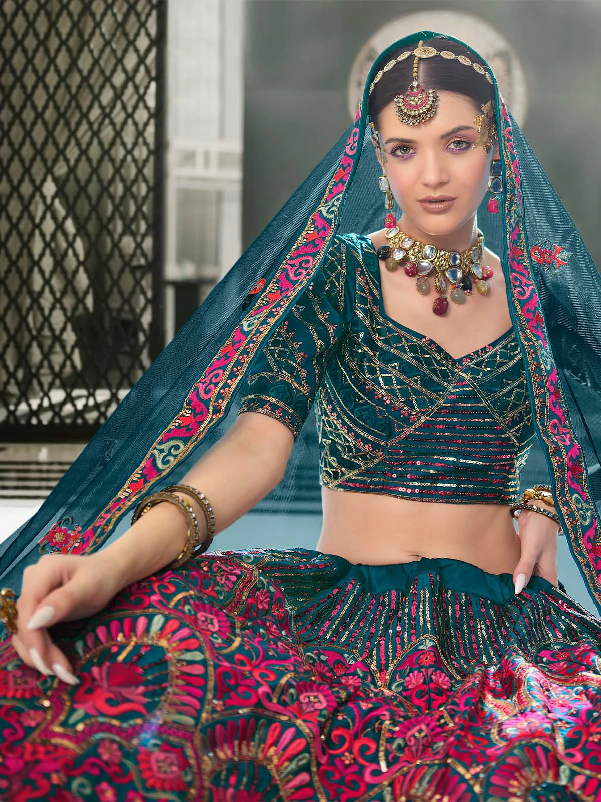Odette Women Multicolor Semi Stitched Lehenga With  Unstitched Blouse - Image 4