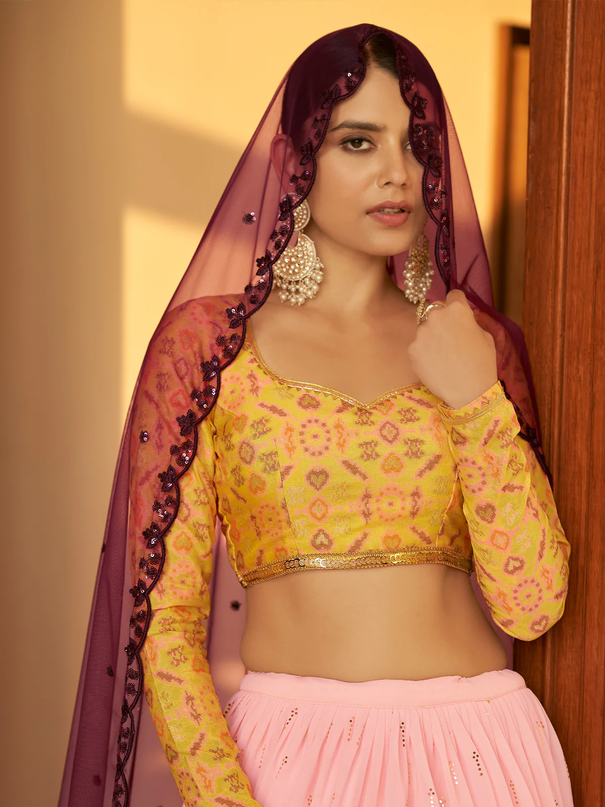 Odette Women Pink Semi Stitched Lehenga With  Unstitched Blouse - Image 3