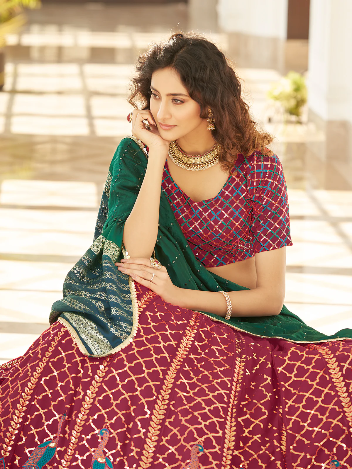Odette Women Pink Semi Stitched Lehenga With  Unstitched Blouse - Image 4