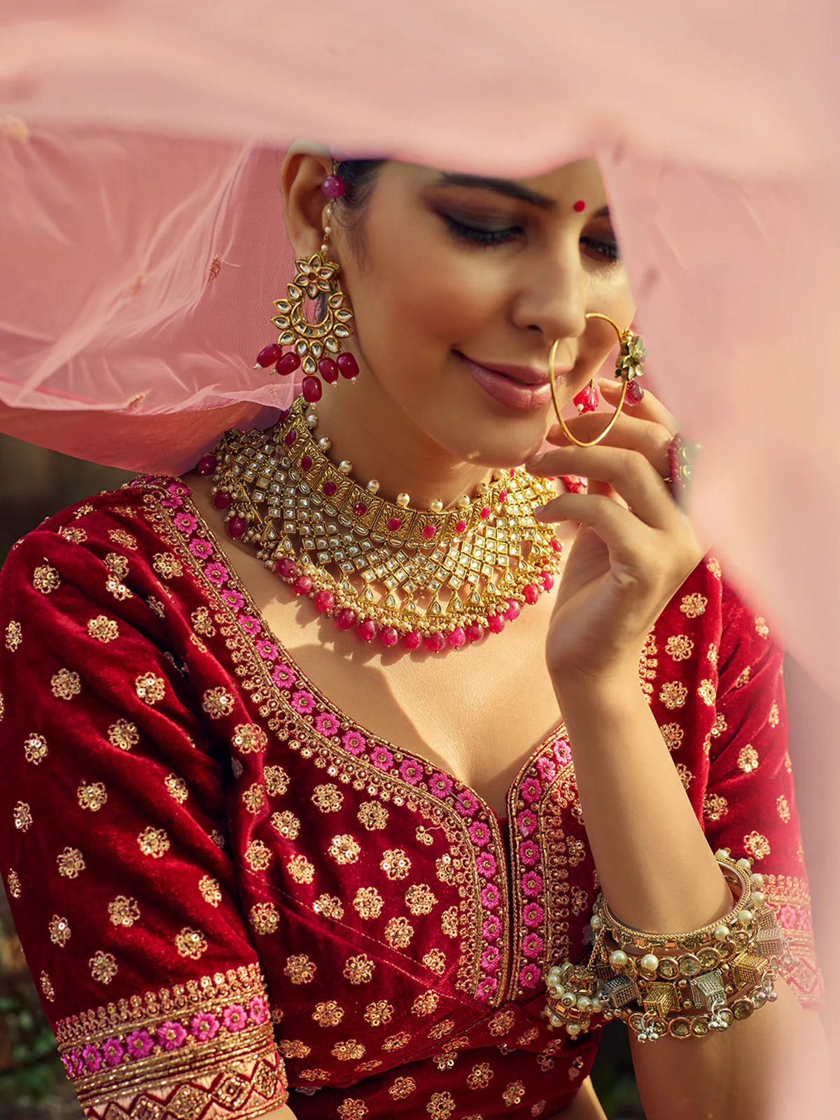 Odette Women Festive Maroon Semi Stitched Lehenga With Unstitched Blouse - Image 4