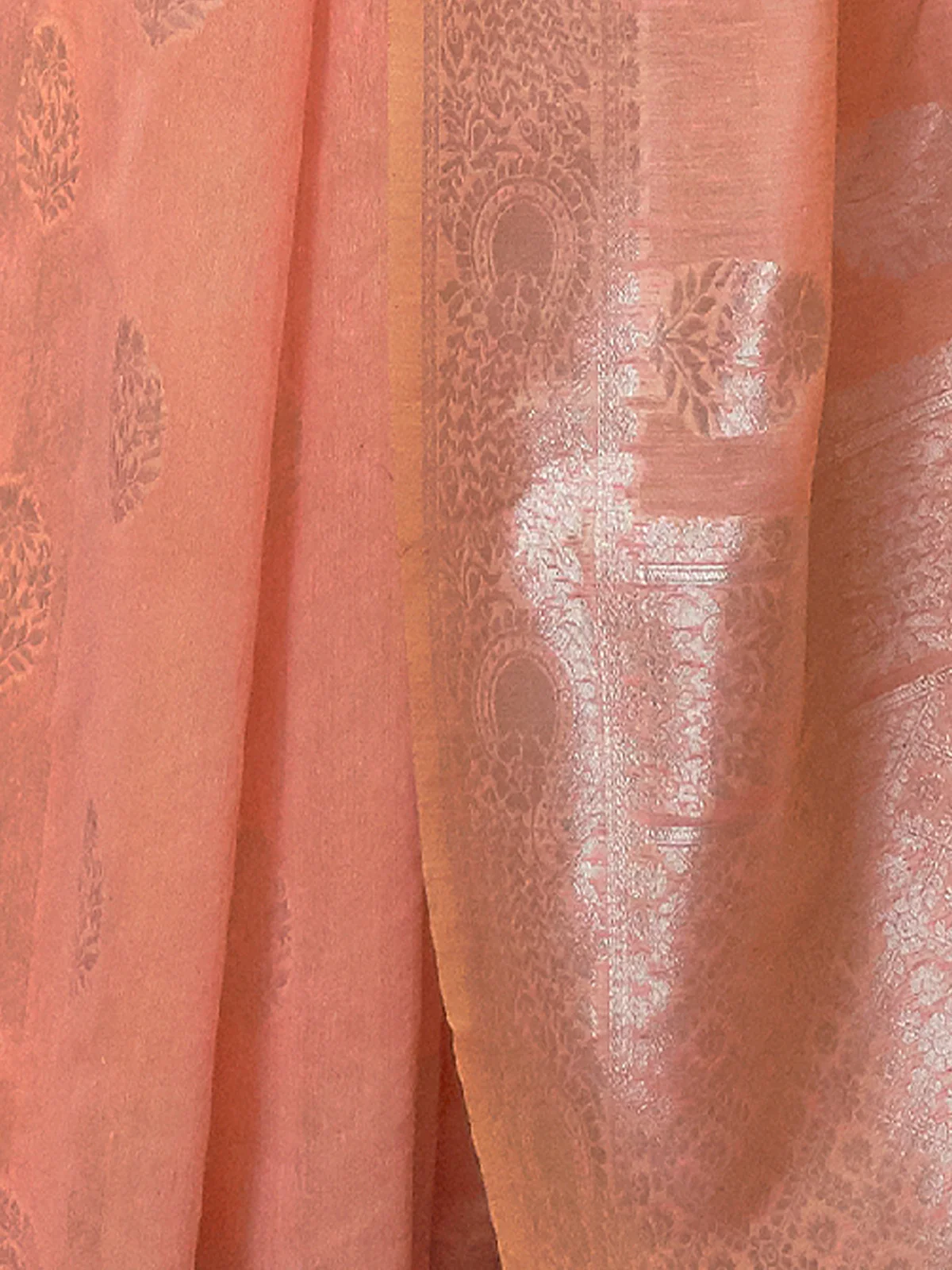 Odette Women Festive Orange Linen Blend Woven Saree With Unstitched Blouse - Image 5