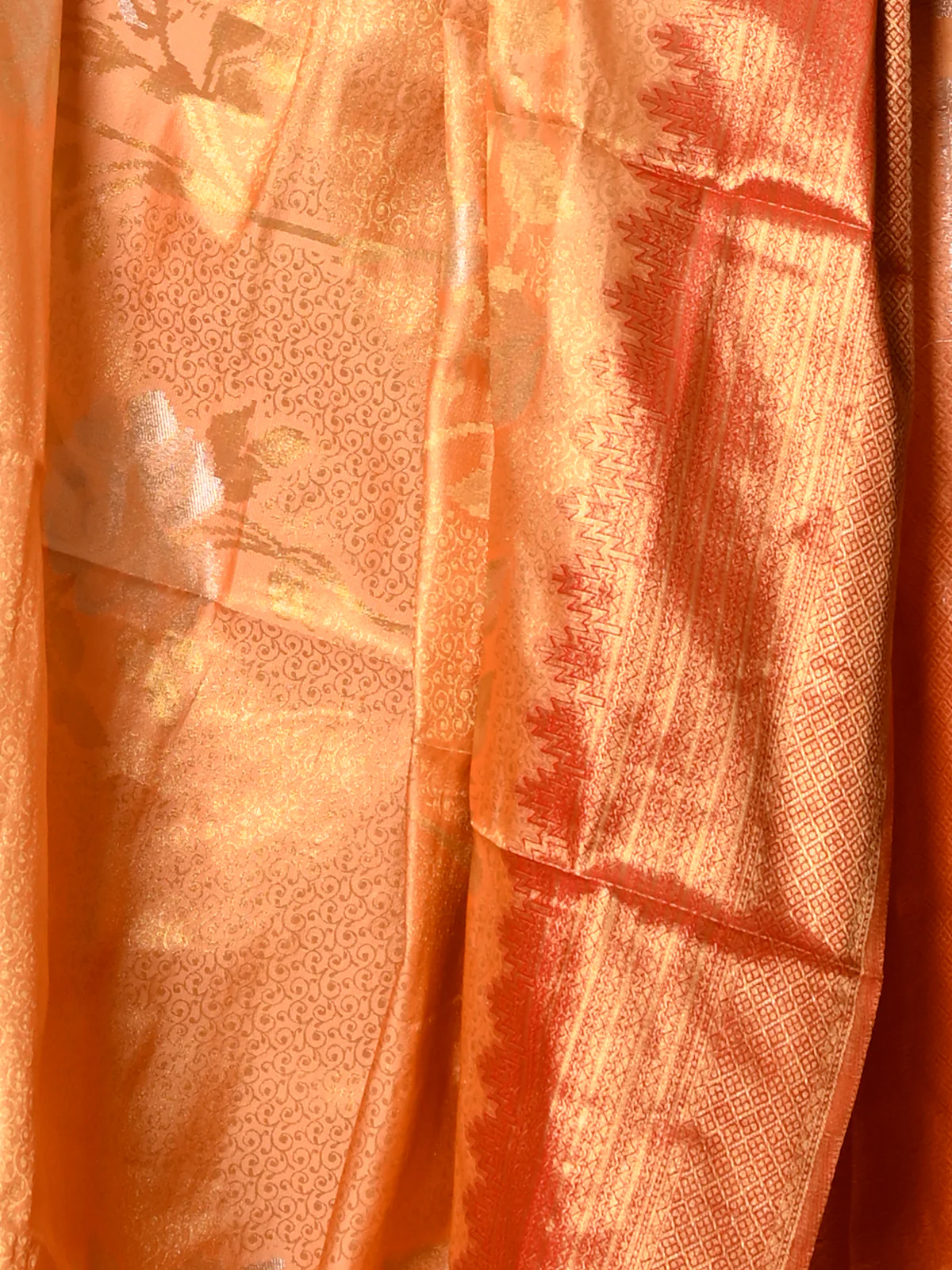 Odette Women Festive Orange Silk Blend Woven Saree With Unstitched Blouse - Image 3