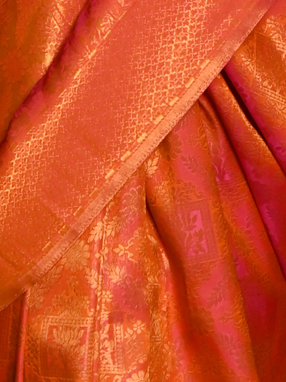 Odette Women Festive Orange Silk Blend Woven Saree With Unstitched Blouse - Image 5