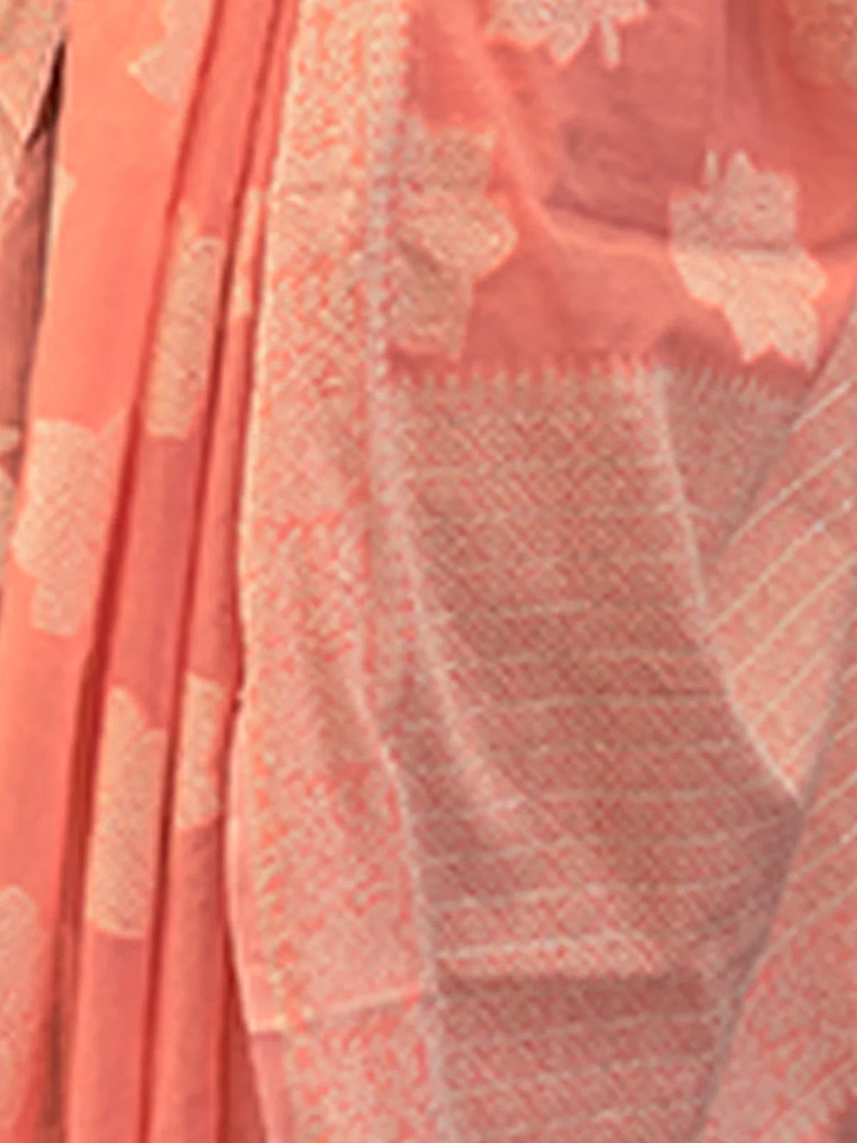 Odette Women Festive Peach Silk Blend Woven Saree With Unstitched Blouse - Image 5