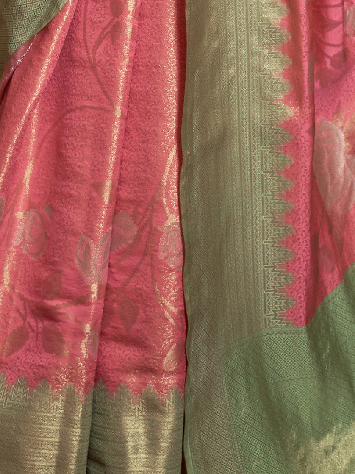 Odette Women Festive Pink Silk Blend Woven Saree With Unstitched Blouse - Image 4