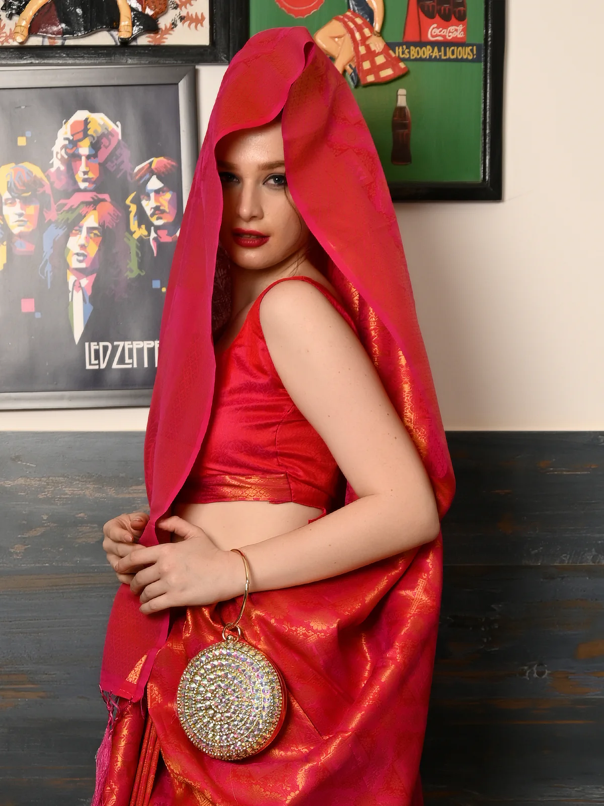 Odette Women Festive Pink Silk Blend Woven Saree With Unstitched Blouse - Image 4