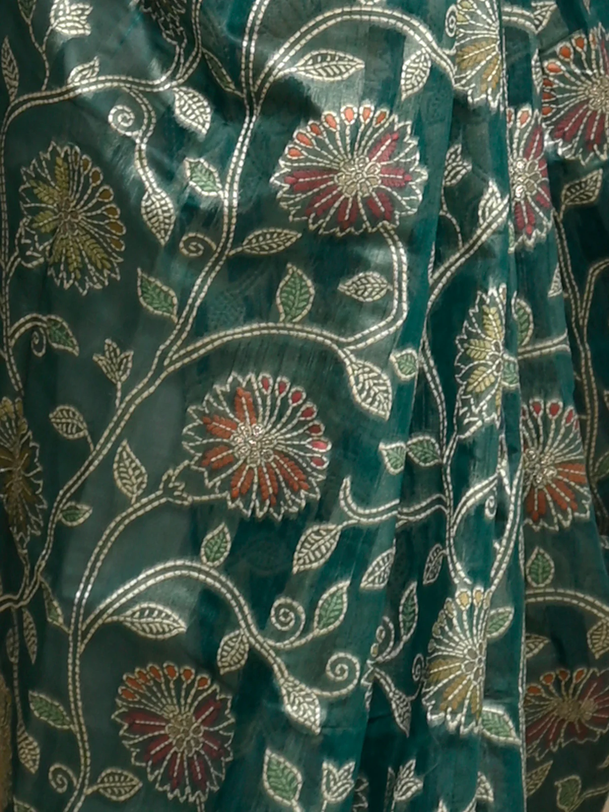 Odette Women Festive Teal Silk Blend Woven Saree With Unstitched Blouse - Image 5