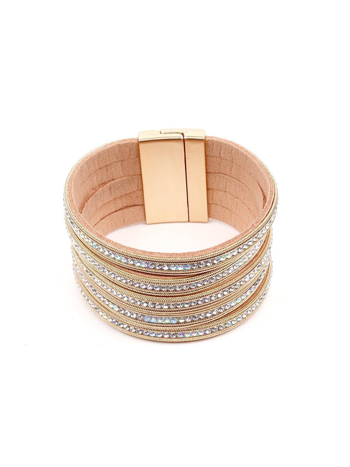 Odette Women Gold Faux Leather Bracelet - Image 3