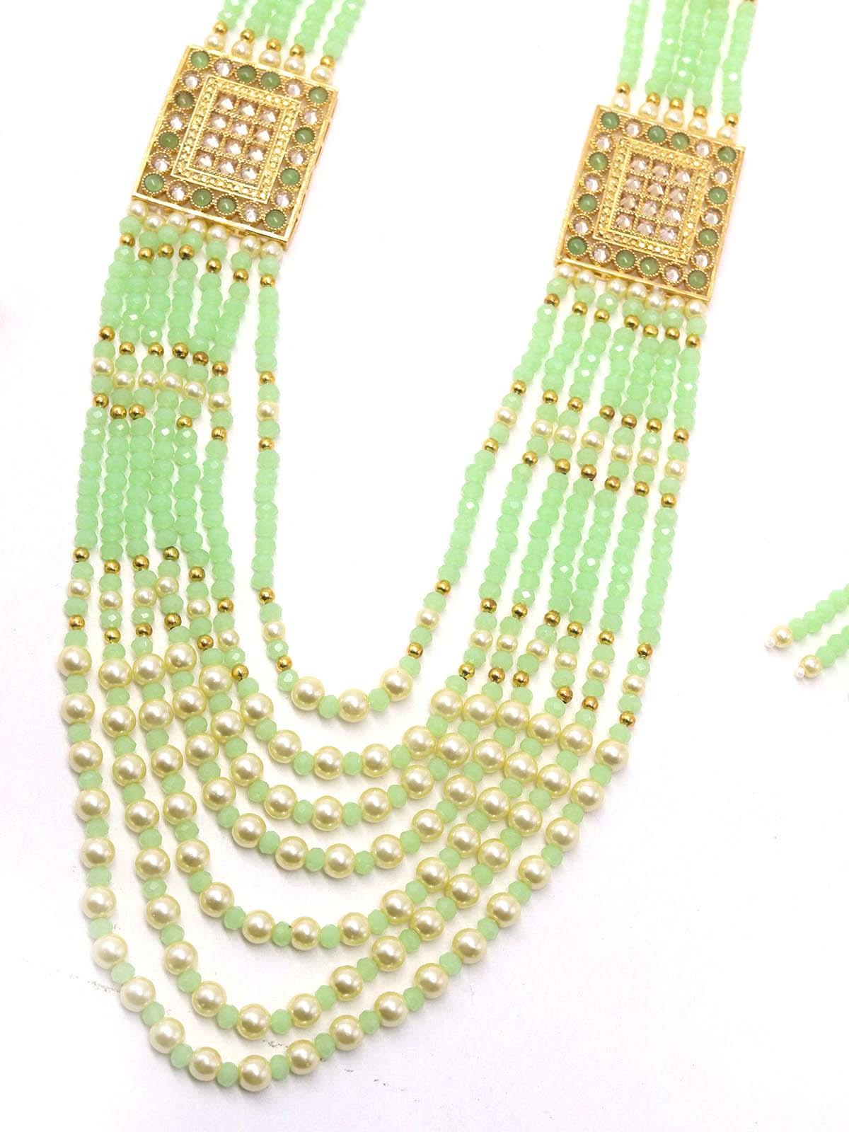 Odette Women Flaunting Green Beads And Pearl Necklace - Image 4