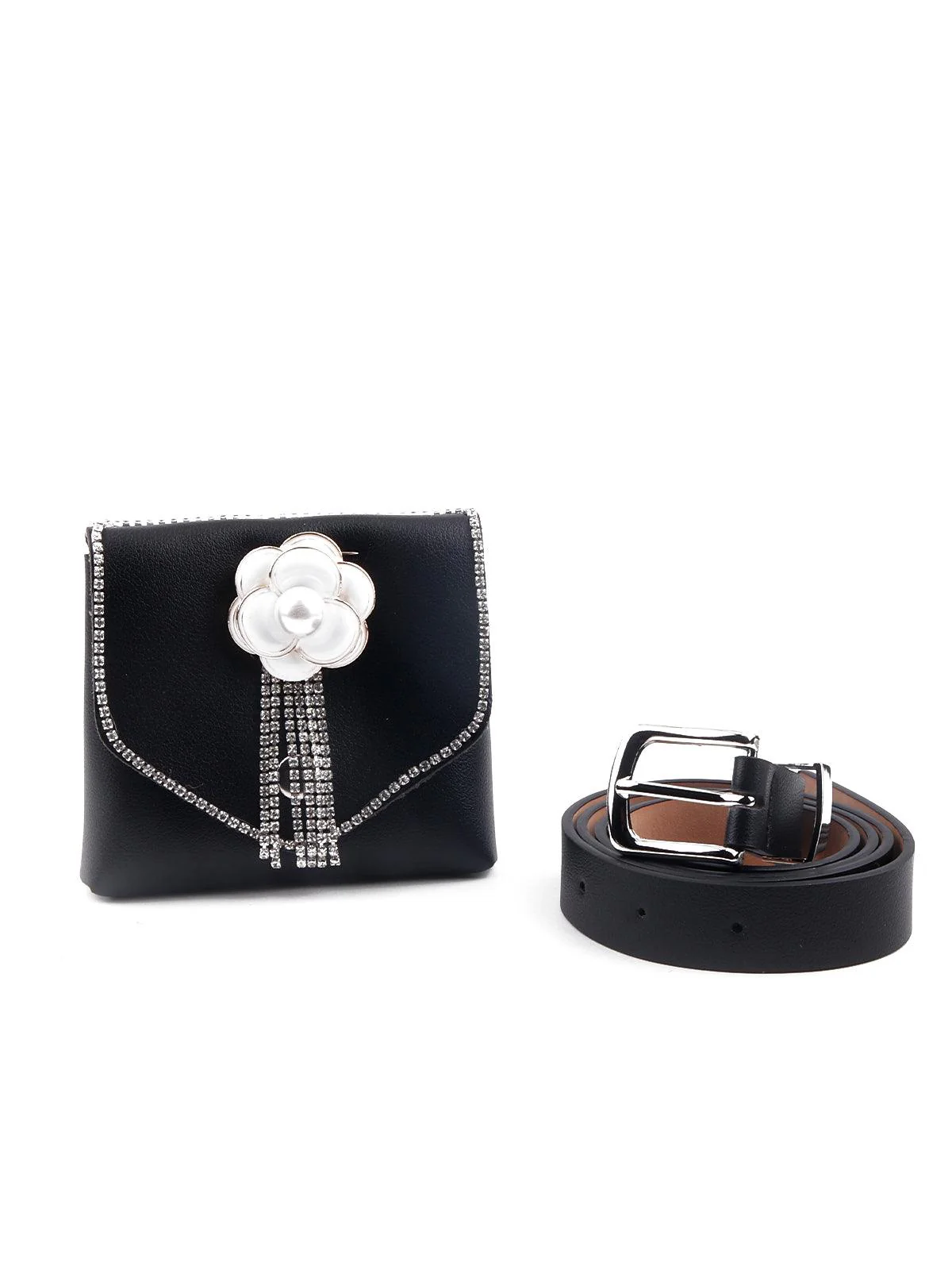 Odette Women Floral Black Tassel Embellished Belt Bag - Image 3