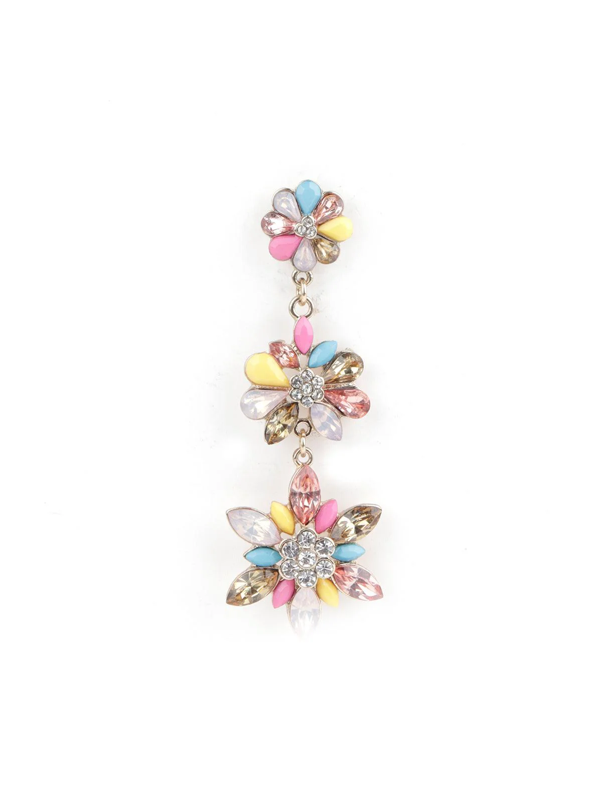 Odette Women Floral Chunky Rich Look Multicolour Dangle Earrings - Image 4