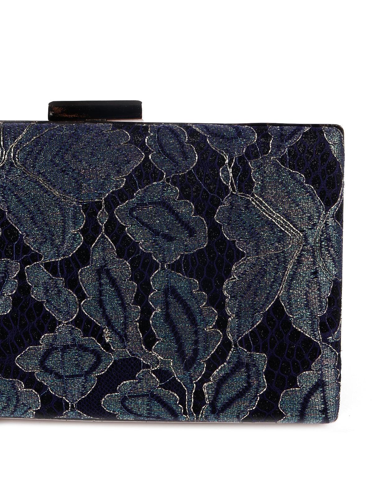 Odette Women Floral Deep Green Box Clutch - Image 5