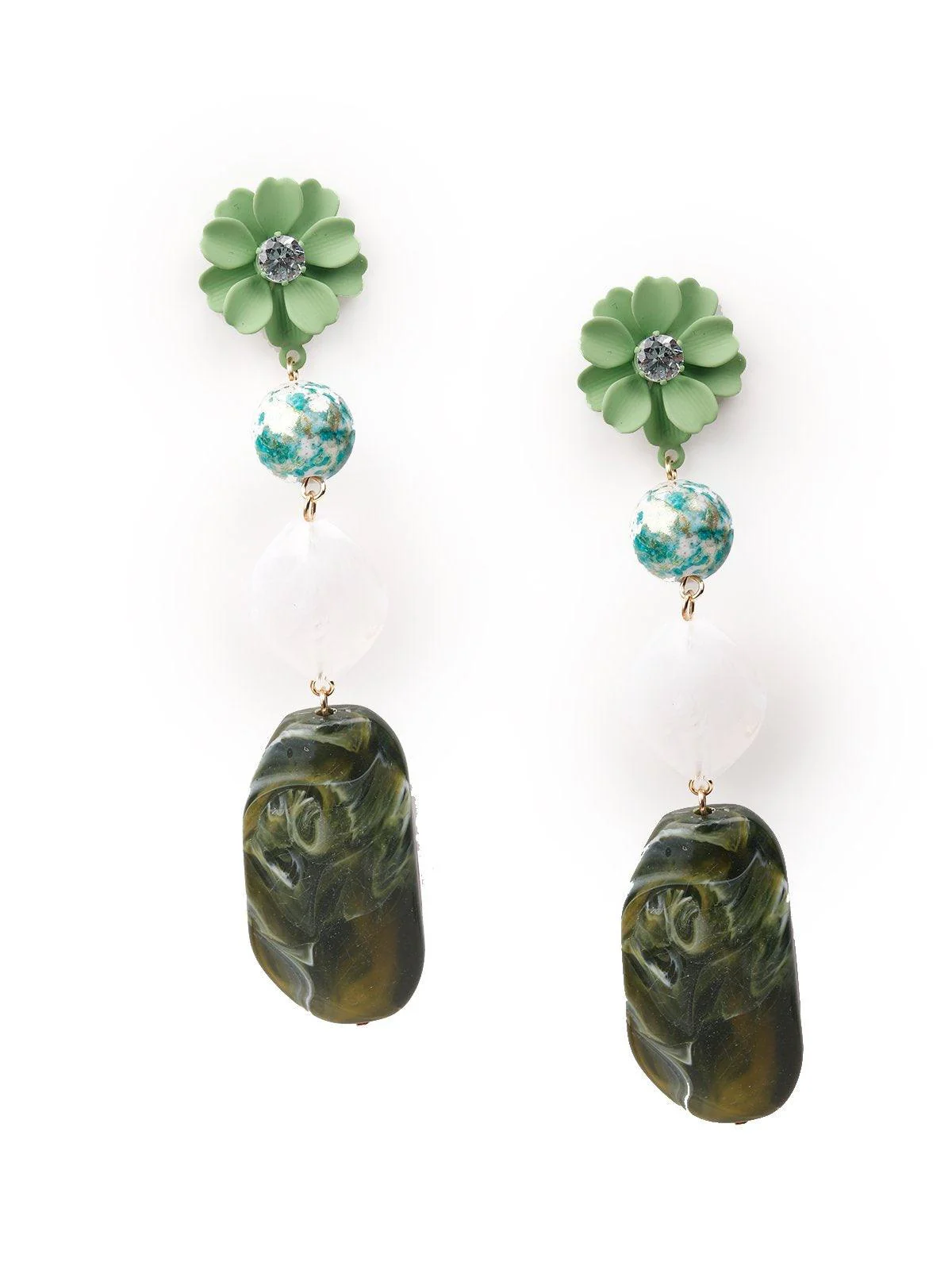 Odette Women Green Metal Earrings - Image 3