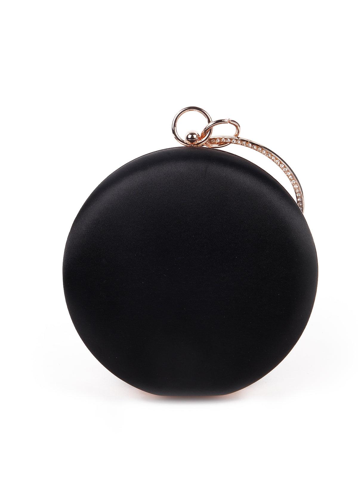 Odette Women Floral Jet Black Rounded Stylish Sling Bag - Image 5