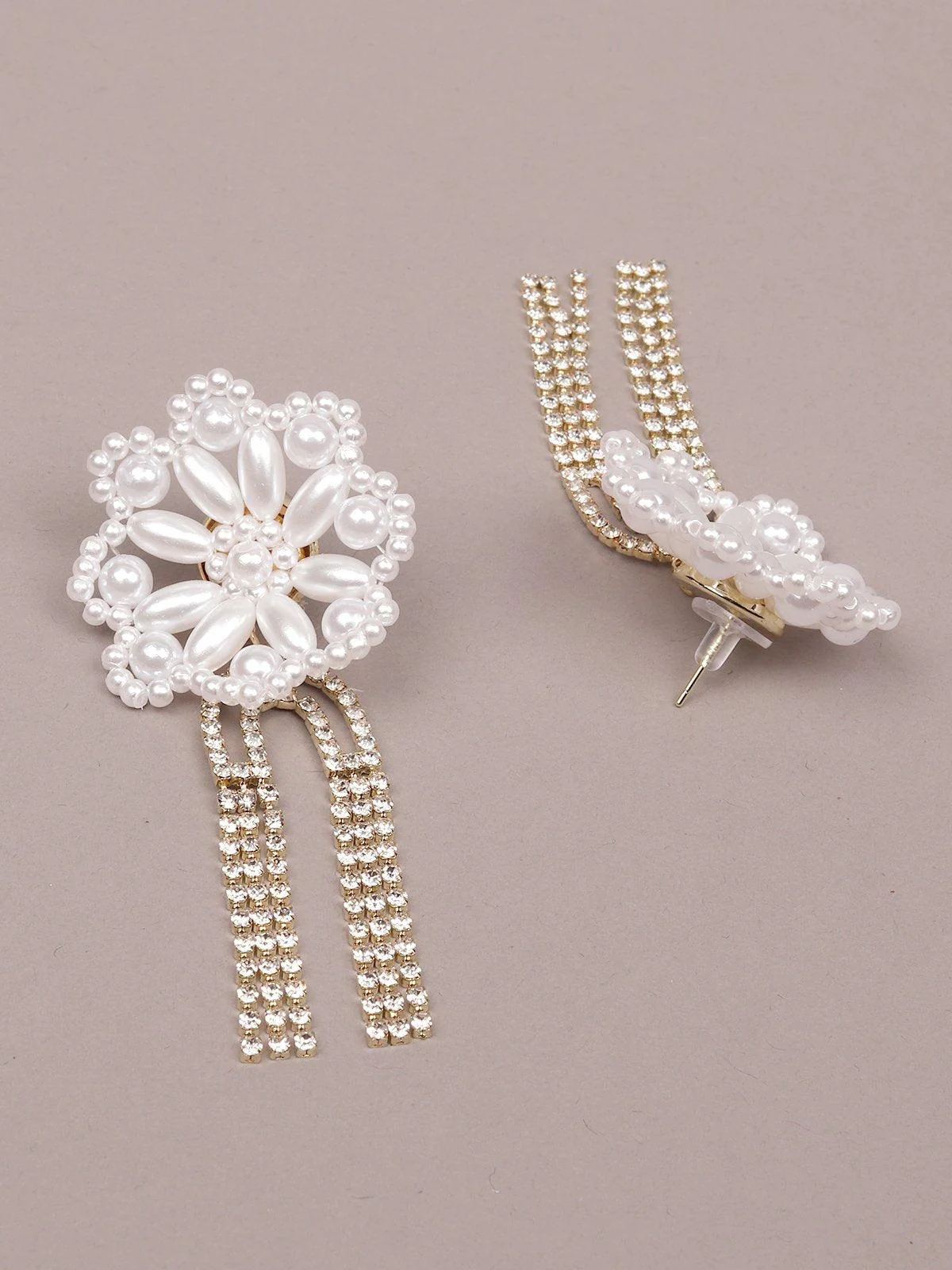 Odette Women Gold White And Black Metal Earrings - Image 5