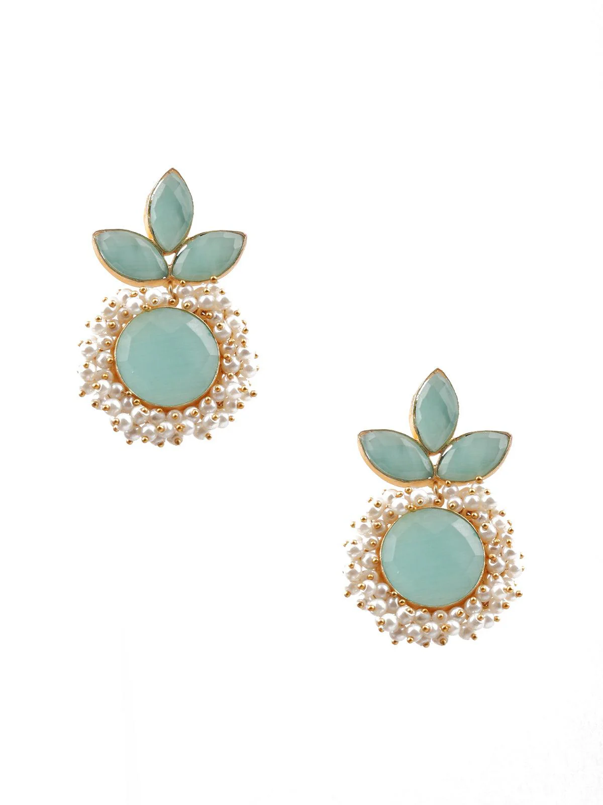 Odette Women Floral Stunning Light Blue Statement Earrings - Image 2