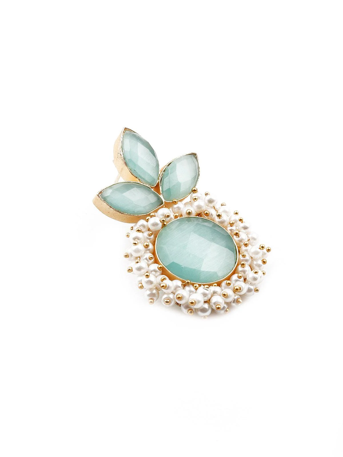 Odette Women Floral Stunning Light Blue Statement Earrings - Image 4