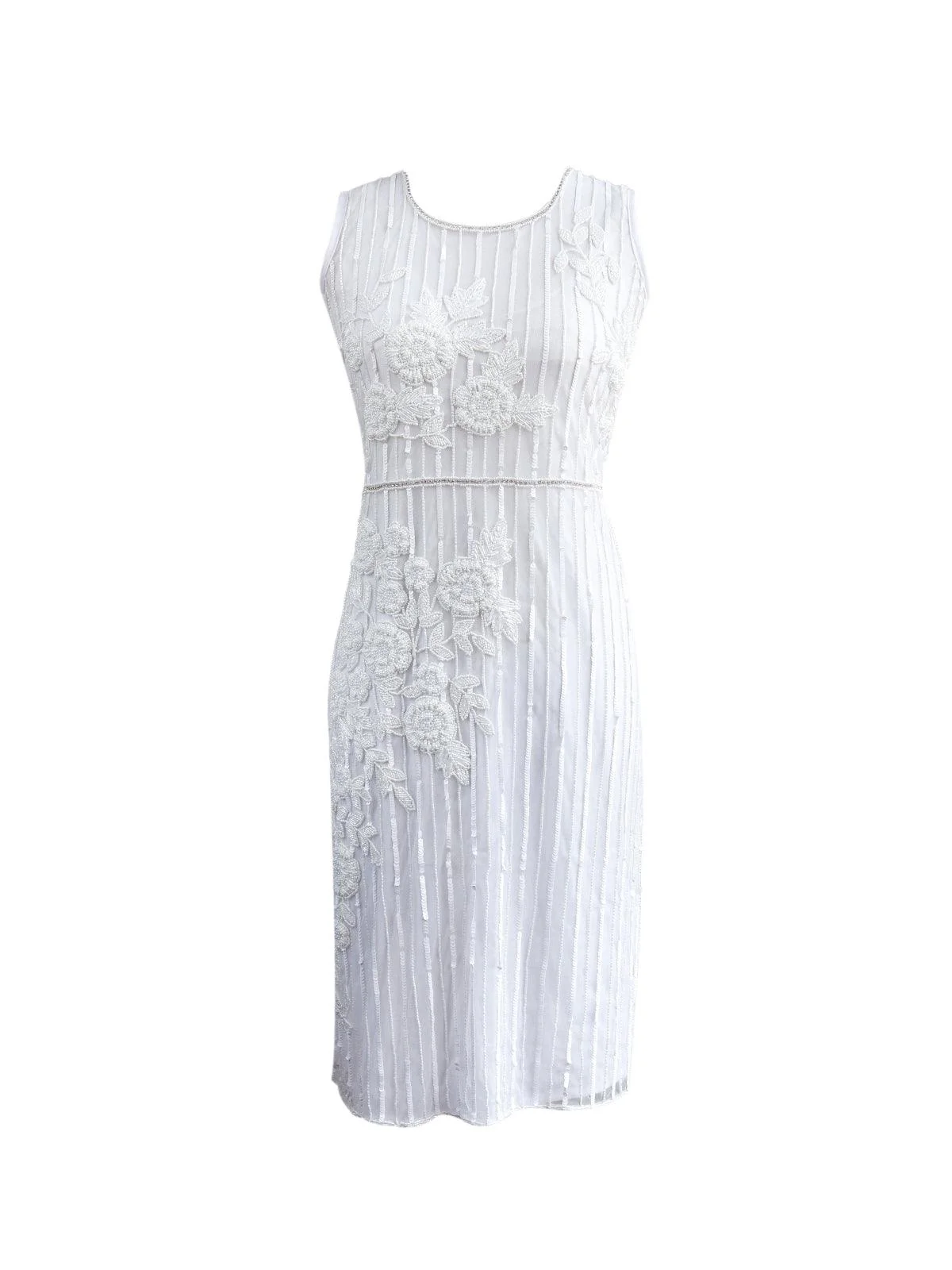 Odette Women White Fabric Stitched Dress - Image 3
