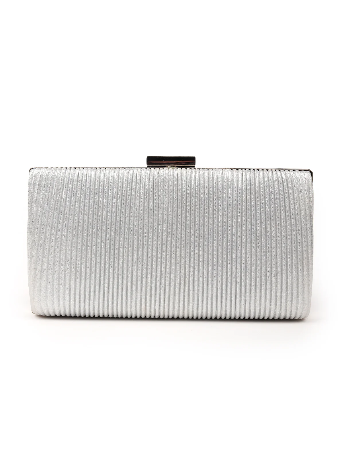 Odette Women Flower Embellished Silver Clutch - Image 5